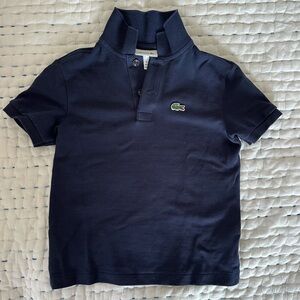 EUC Lacoste Boys Navy Blue Short Sleeve Polo Shirt. Size 5.